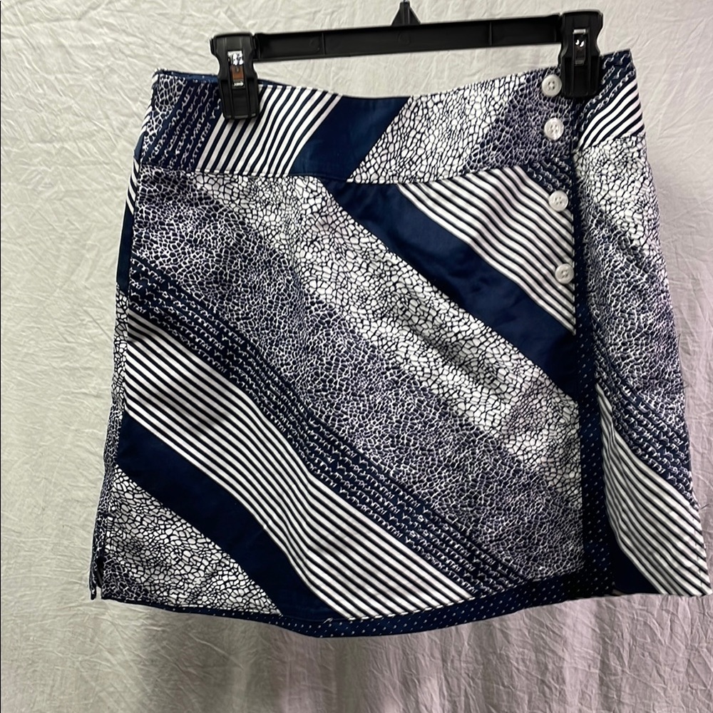 Lady Hagen Blue and White Textured Mini Skirt